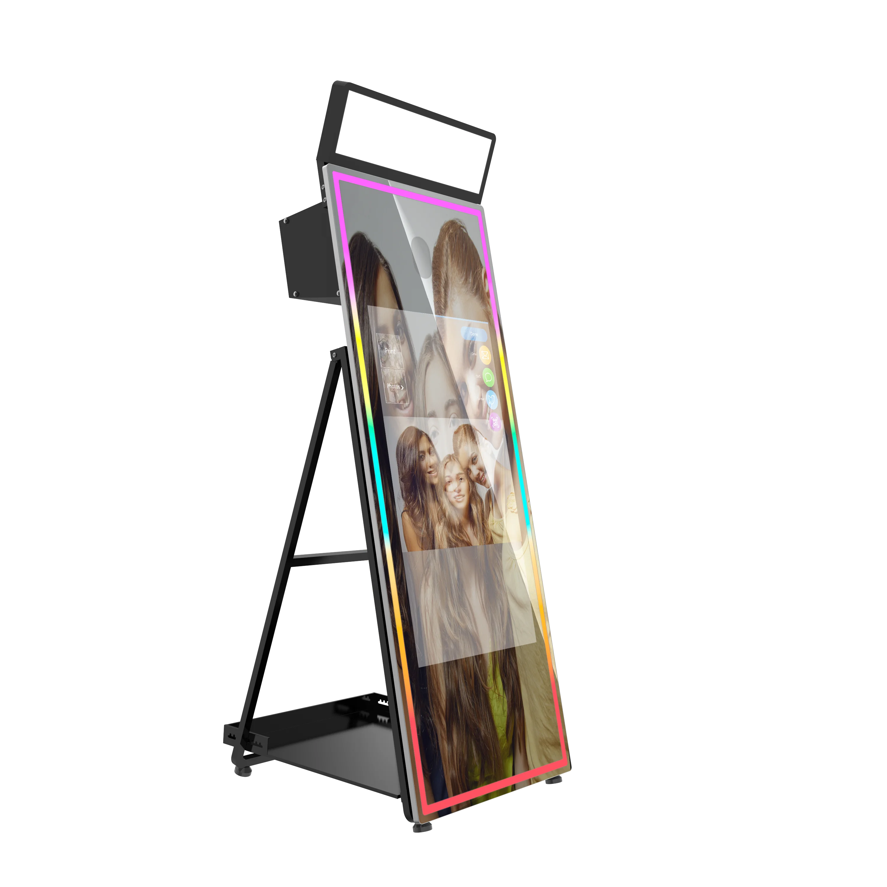 Wedding Beauty Pic Foldable 72 Inch Large HD Mirror Photobooth with 43 Inch Touch Screen and RGB Lights