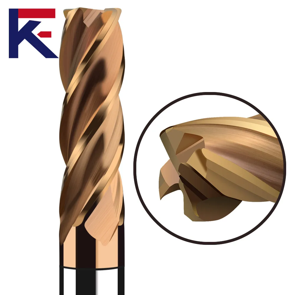 Карбидная фреза KF HRC 60 с длинной ручкой Круглый носовой конец для стали 4 Фрезерные фрезы покрытием станок ЧПУ инструмент из вольфрамовой