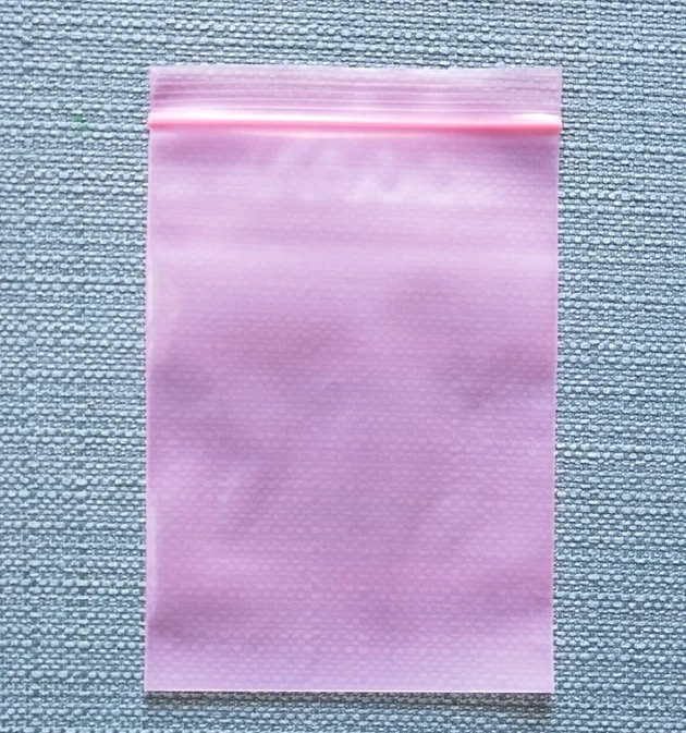 Factory Custom Pink Antistatic Grip-Seal Reclosable Bags with Gravure Printing Antistatic Grip-Lock Surface Handling