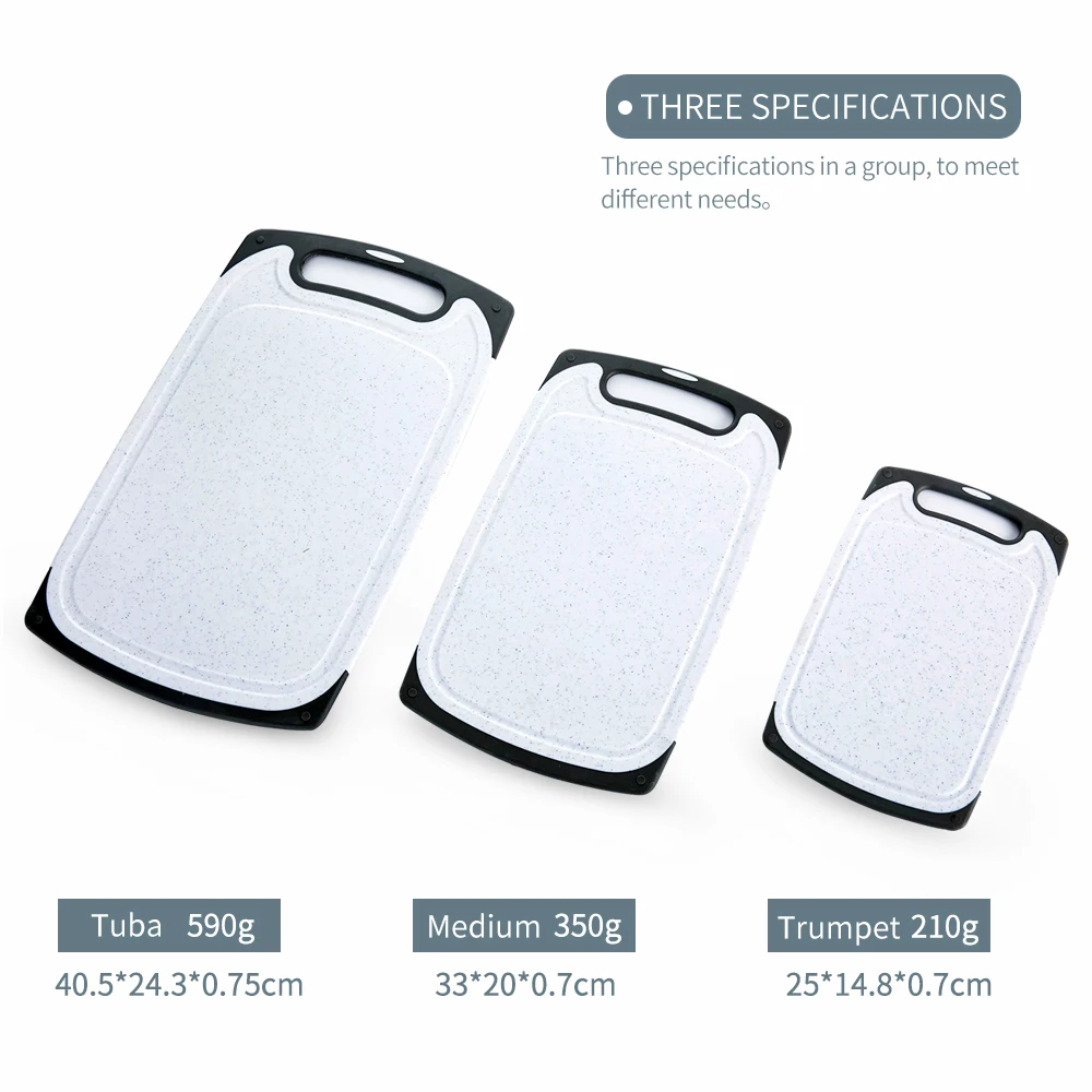 Высококачественная пластиковая разделочная доска из 3 предметов с ручкой для кухонных принадлежностей