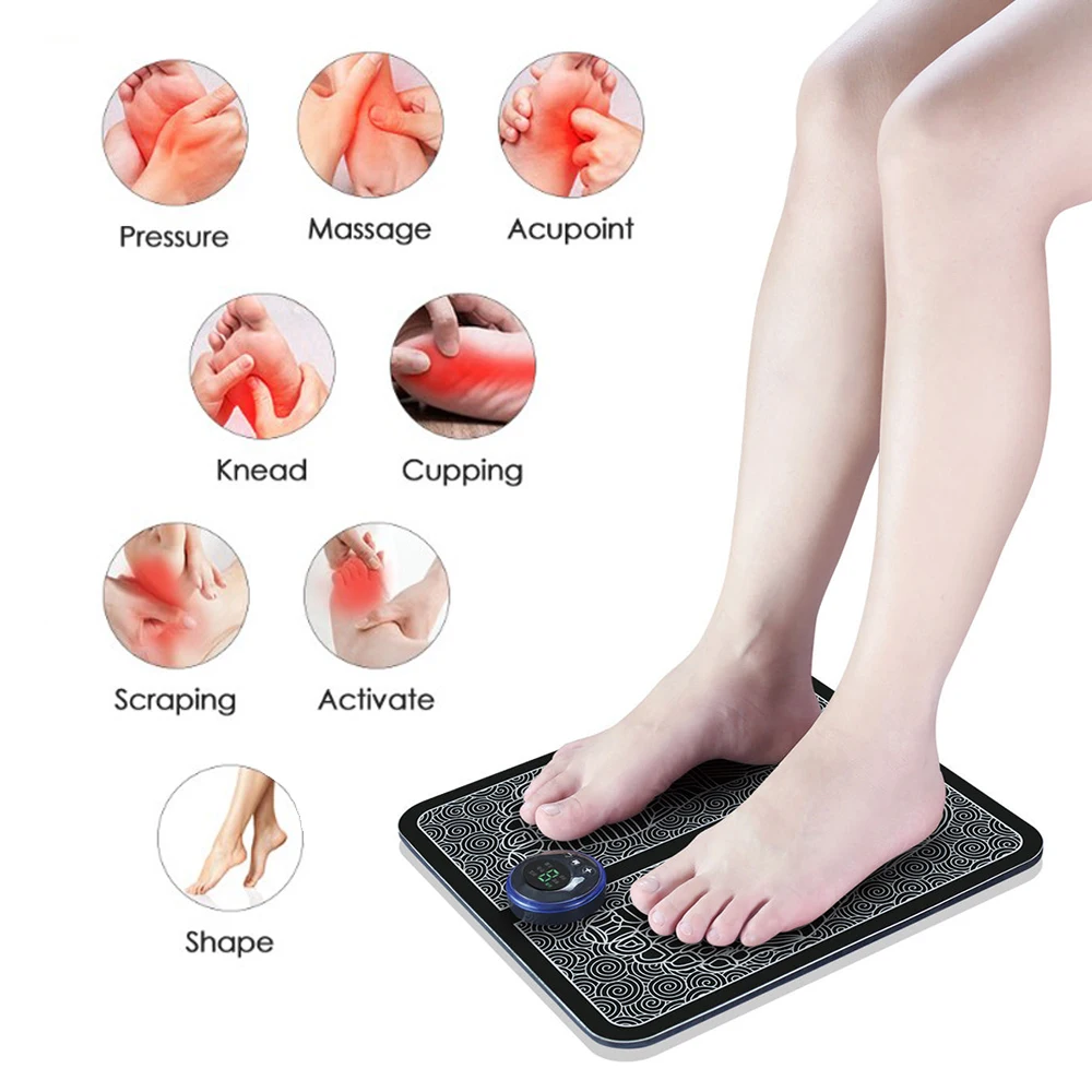 19 Level 8 Mode EMS Stimulator Foot Massage Pad Blood Circulation Muscle Stimulator EMS Foot Massager Mat With Remote Control