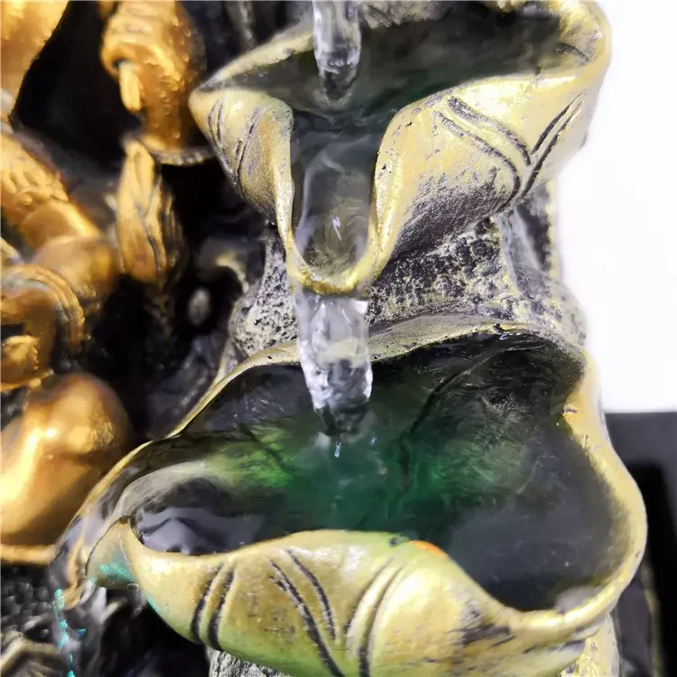 Home Office Desktop Hindu ELephant God Water Fountain Meditation Tabletop Resin Ganesha Statue Water Fountain