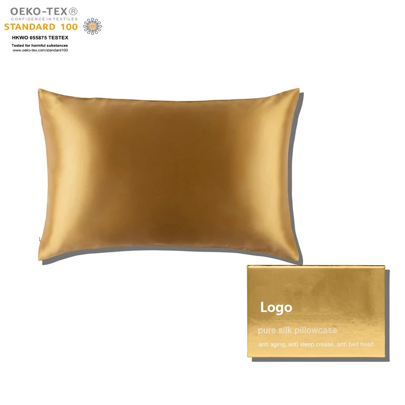 Anti Acne Zipper Raw Silk Fabric 22mm Silk Pillowcase For Gift Items Gold Silk Pillow Case Zipper