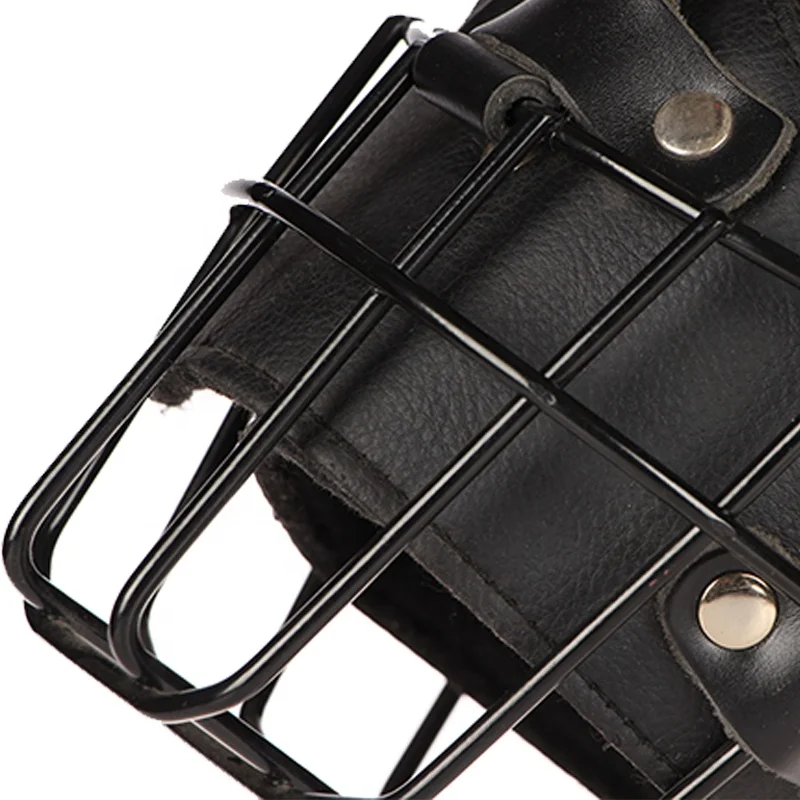 Custom Leather Black Steel Dog Muzzle Cover Deterrent Anti-Bite Tactical Training Dog Muzzle For German Shepherd Rottweiler