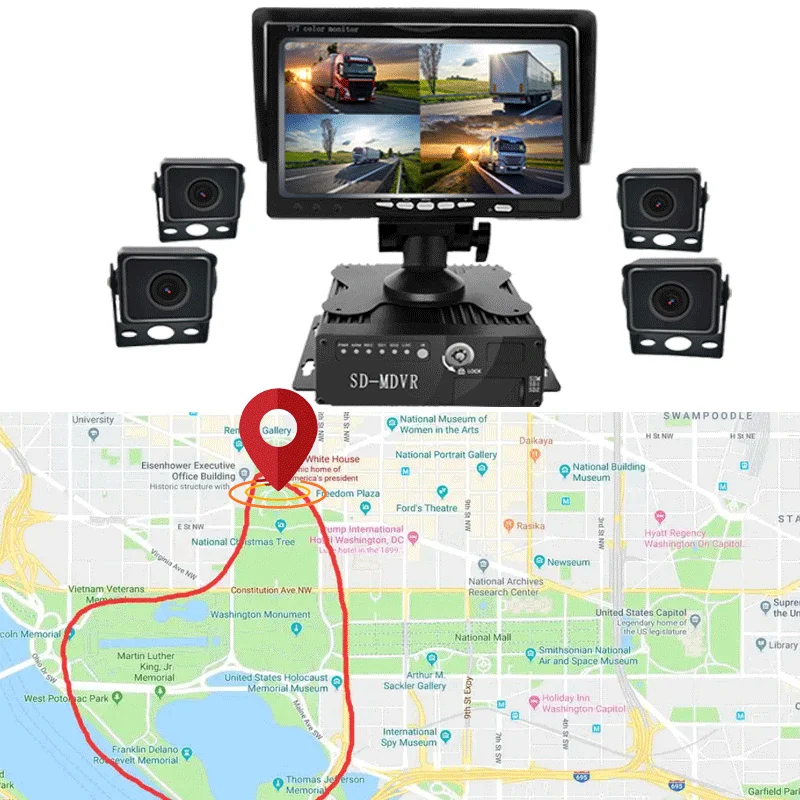 2024 Hot sale car monitoring system 4 channel dvr recording 360 view car camera system