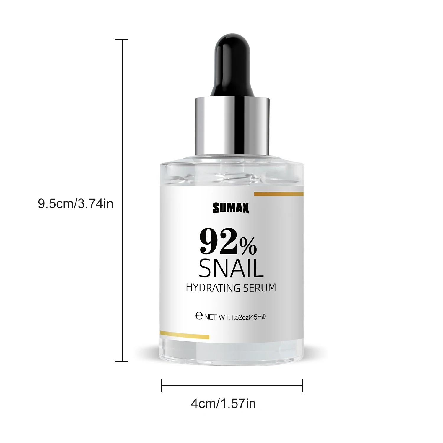 Sumax New Facial 92% Snail Hydrating Serum Firming Skin Smoother Wholesale OEM Private Label 45ml Glass Bottle Face Care Serum