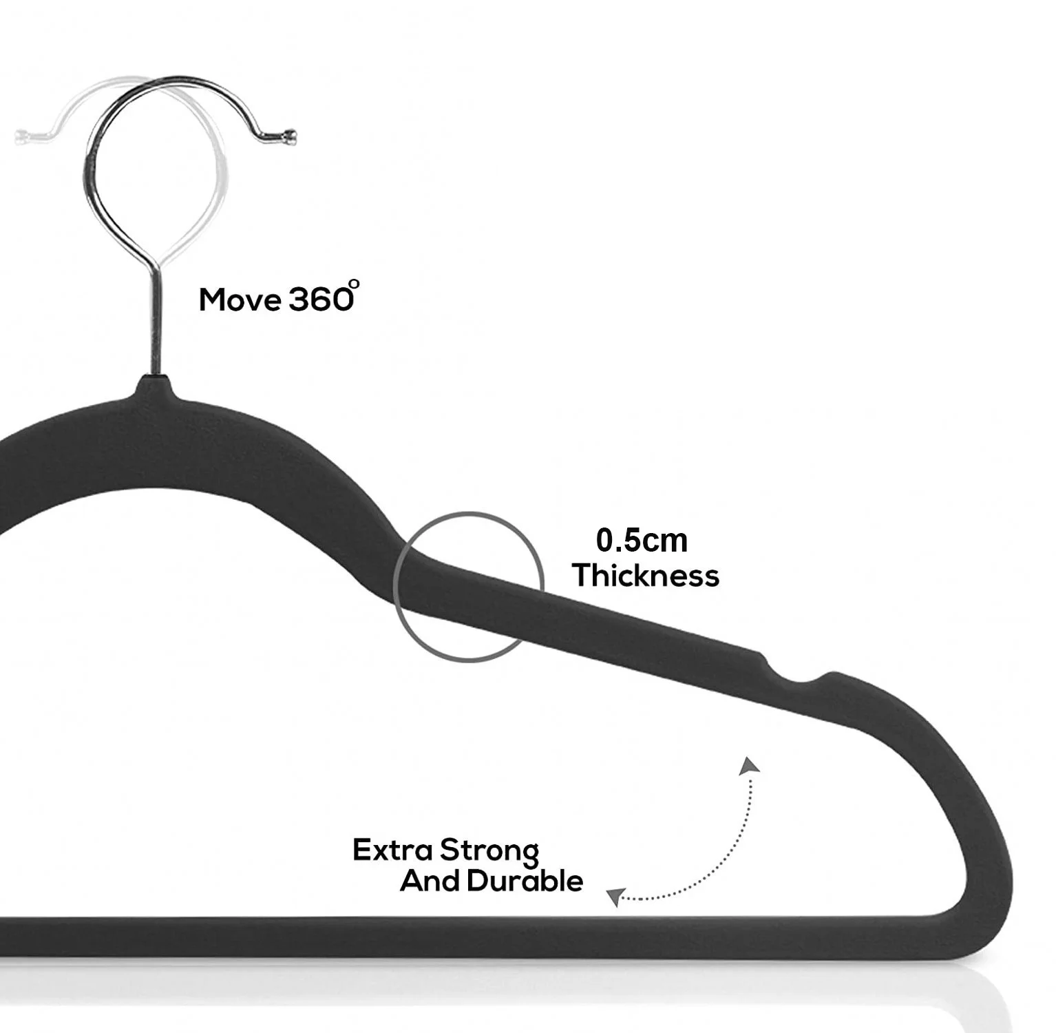 Wholesale luxury Non-Slip Silvery Hook Velvet&Fabric hanger 28cm 45cm for kids adult Clothes Coat flocking Hangers