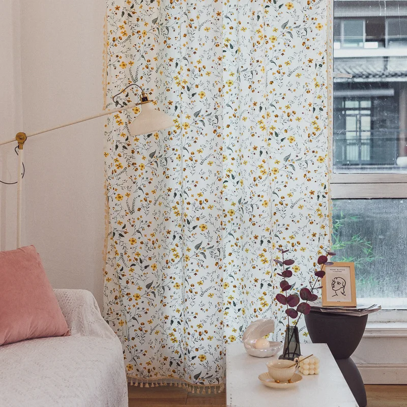American Floral Printing Design Dining Room Curtain Finished Kitchen Window Decoration Curtain