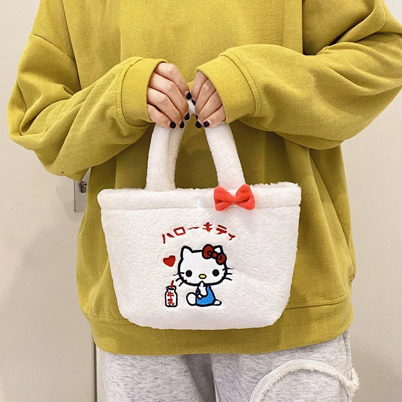 Kawaii Sanrioo плюшевая сумка Kuromi рюкзак Cinnamoroll через плечо сумка-тоут с мультяшным принтом моя мелодия большая сумочка подарок для девочек