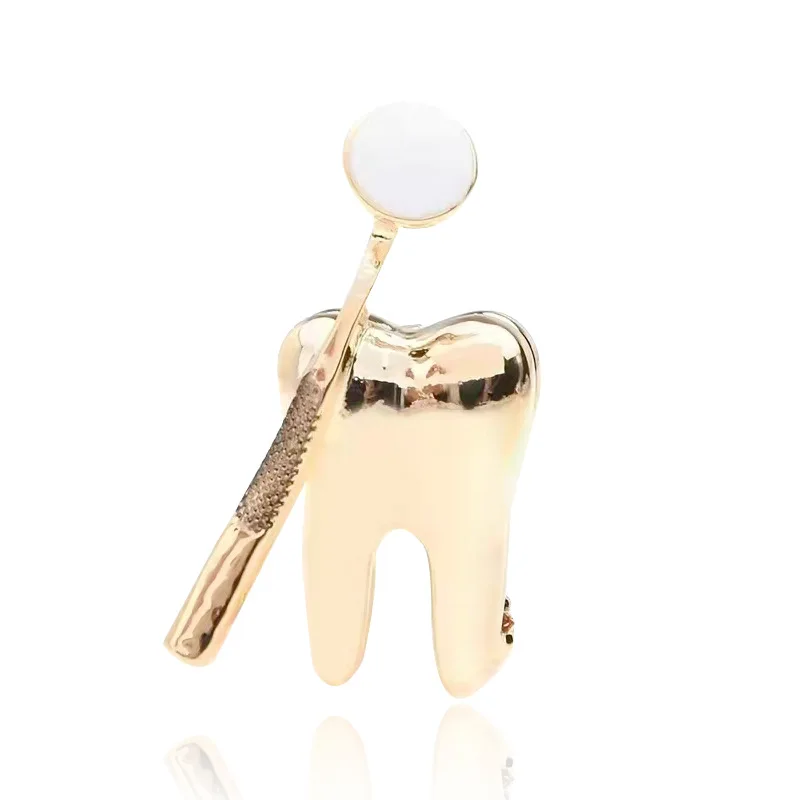 XUNBEI Factor Direct Creative Gold Sliver Color Doctors Tooth Brooch