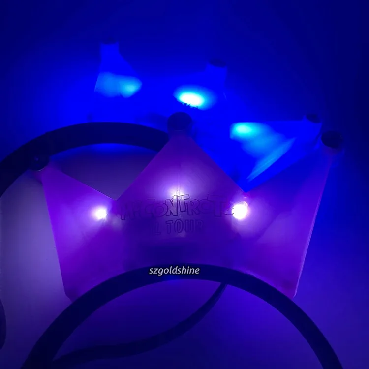 Princess Tiara Crown LED Flashing Hairband Mardi Gras Party Headband Christmas Birthday Cosplay Plastic HairHoop Bag Packaging