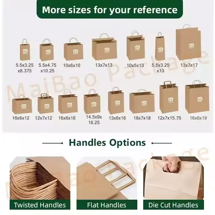 ECO friendly Recyclable Custom logo black white Printing wholesale shopping gift Brown craft Kraft Paper Bag with Handles