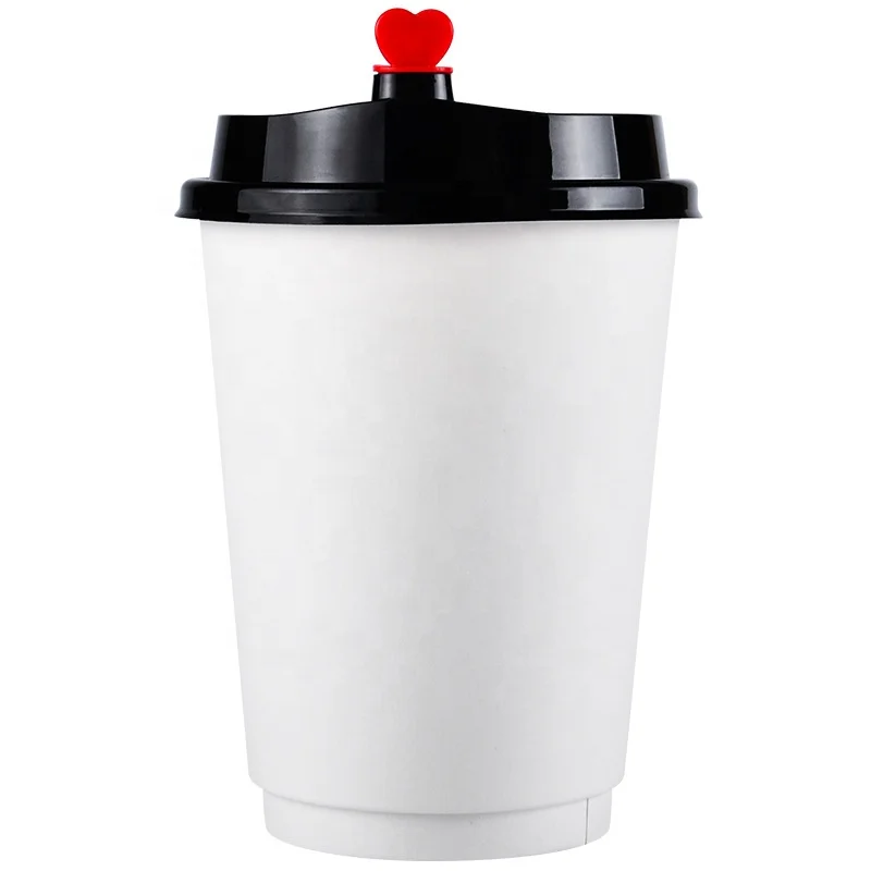 8oz 12oz 16oz Custom Logo Disposable Double Wall Paper Coffee Cups with Lids