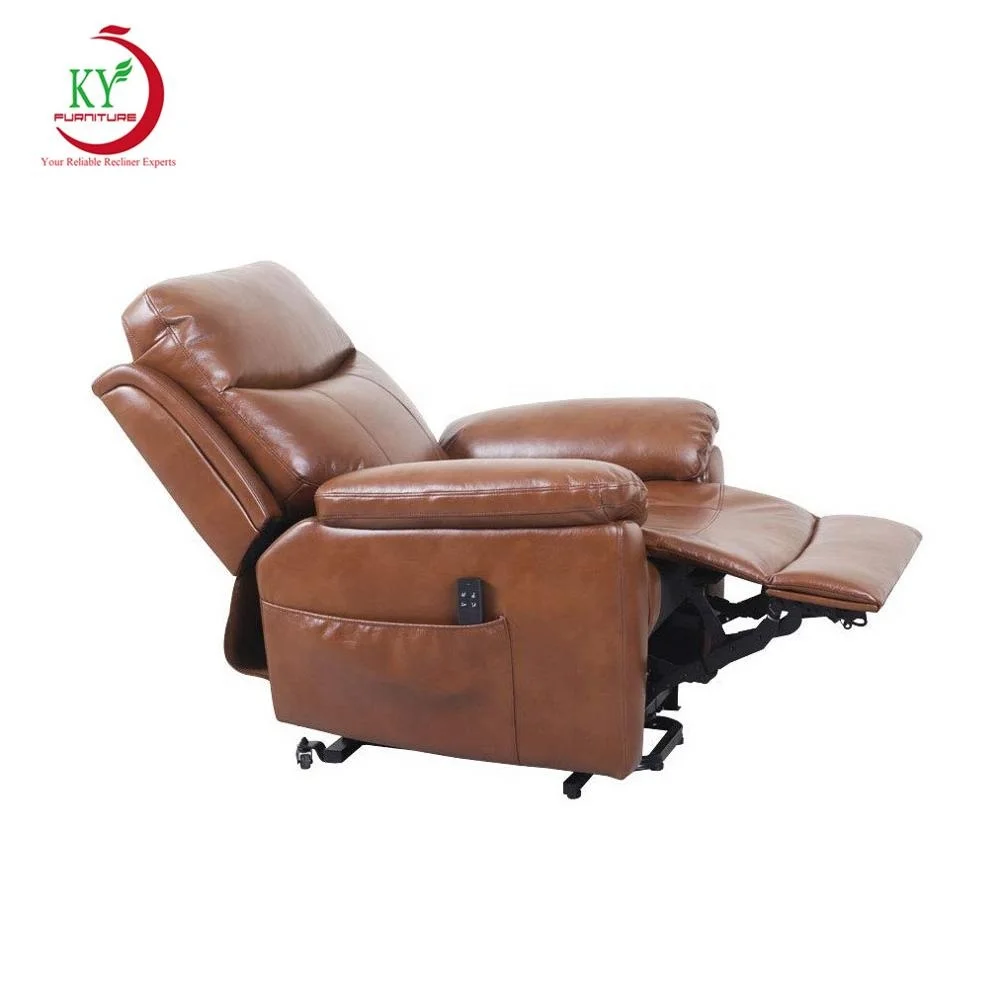 JKY Lays Flat Electric Power Recliner Chair Furniture Breath Leather Sofa Leisure Chair Living Room Furniture 35-40 High Density
