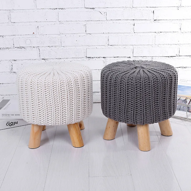Competitive price knit pouf ottoman knit ottoman with legs knit ottoman stool With Discount