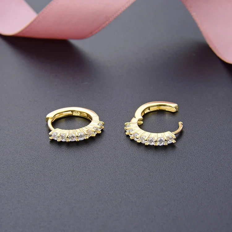  Poliva стерлингового серебра серьги-гвоздики в форме Cz простые серьги виде колец для женщин