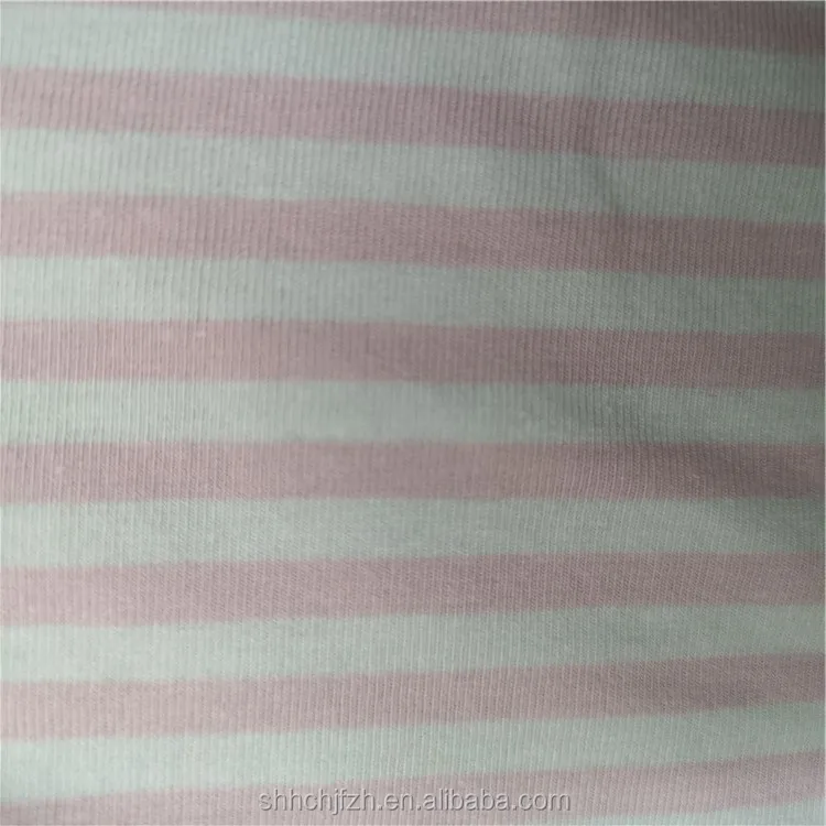 Custom Stripe Cotton Lycra Knitting 95%Cotton 5%Spandex Striped Knitted Y/D Stripe Cotton Elastane Fabric for Baby cloth