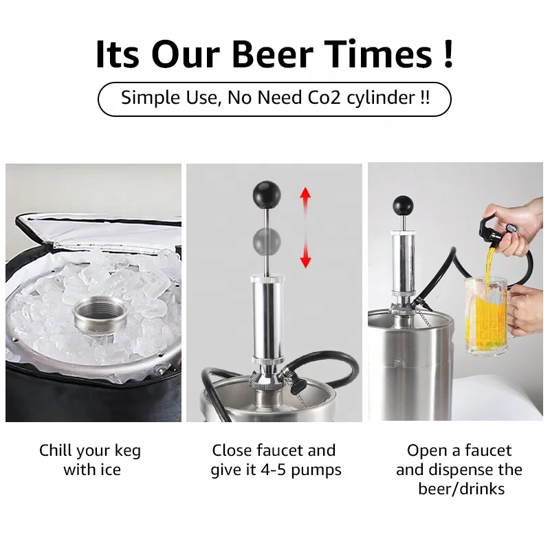 4Inch Party Pump  Keg Coupler Picnic Faucet & Beer Hose Portable Keg Tap Dispenser For Mini Keg