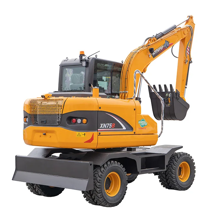 Rhinoceros XN75L new Wheel Type Excavator 8 Ton Operating Weight Yanmar Engine Motor Pump High Efficiency Home Used Retail Farms