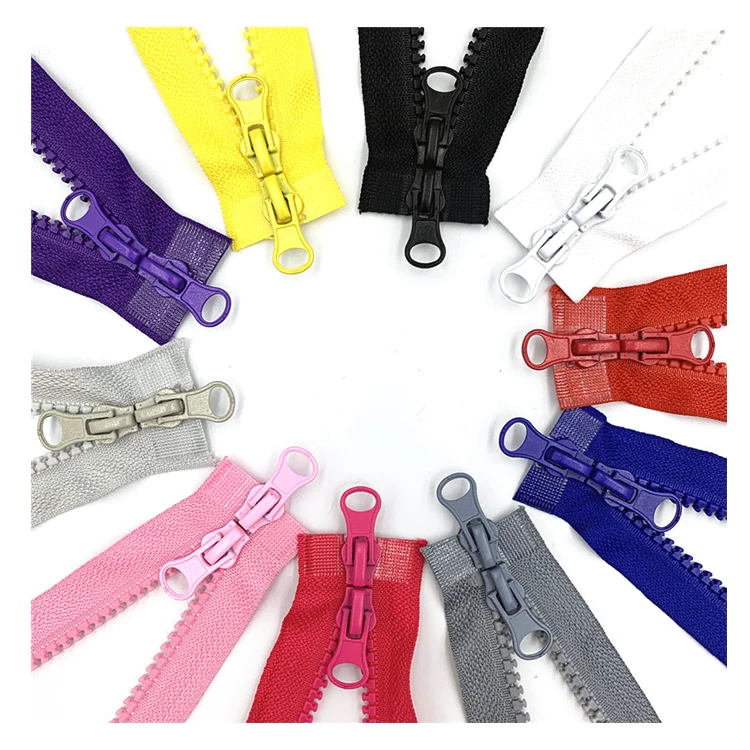 2023 hot fashion 5# colorful double slider plastic zipper autolock slider heavy duty zipper good zipper tape
