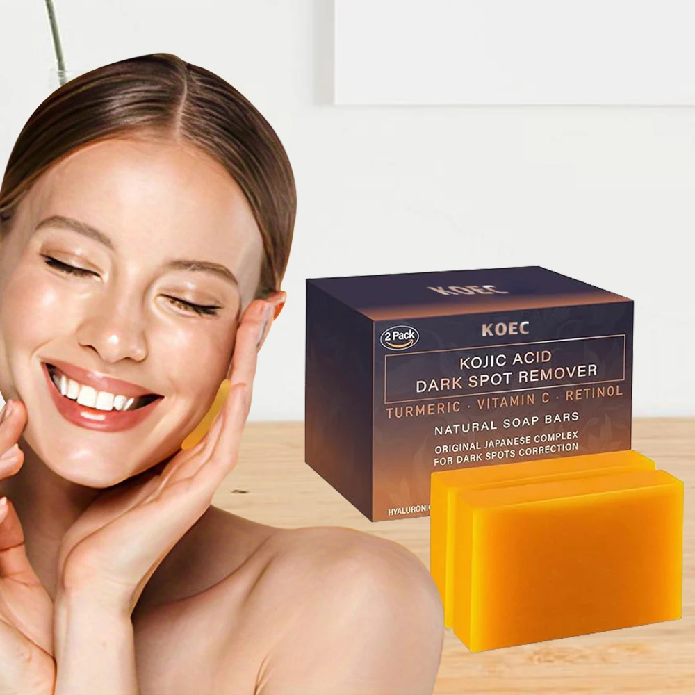 OEM KOEC Kojic Acid Dark Spot Remover Soap (3 Pack) Anti Acne Handmade Lemon Turmeric Soap Rose And Kojic Acid Soap wholesale