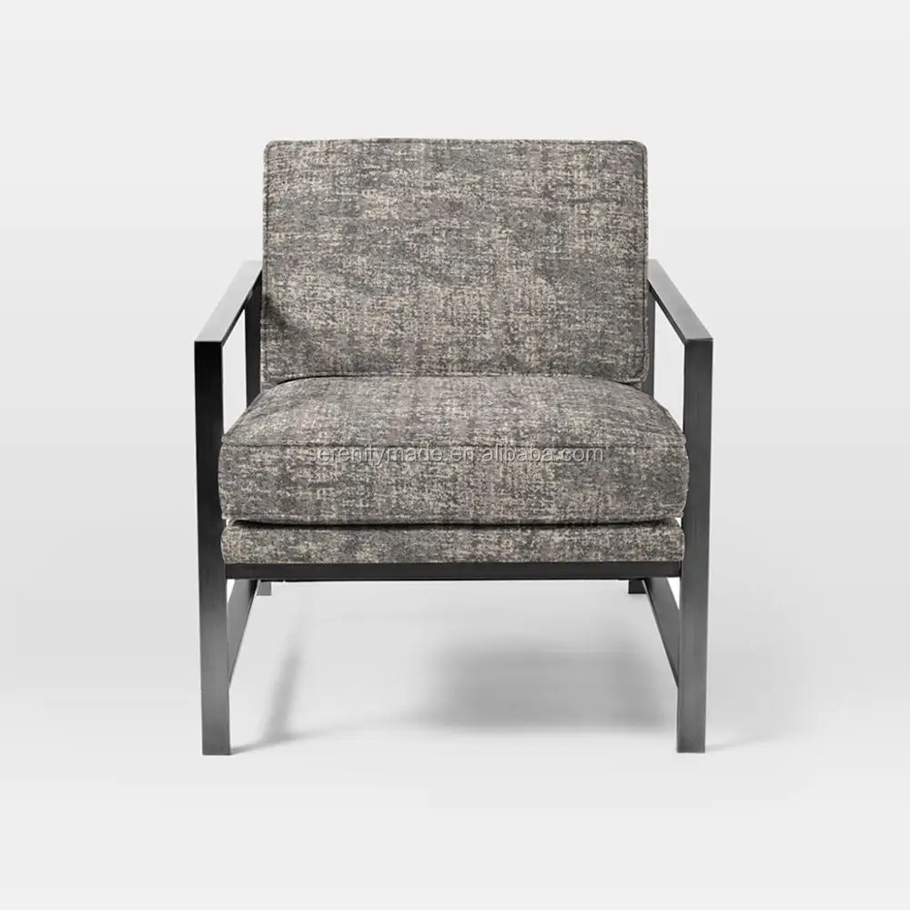 Metal dinning lounge sofa set modern living room home furniture with fabric upholstered cafe armchair for wholesale