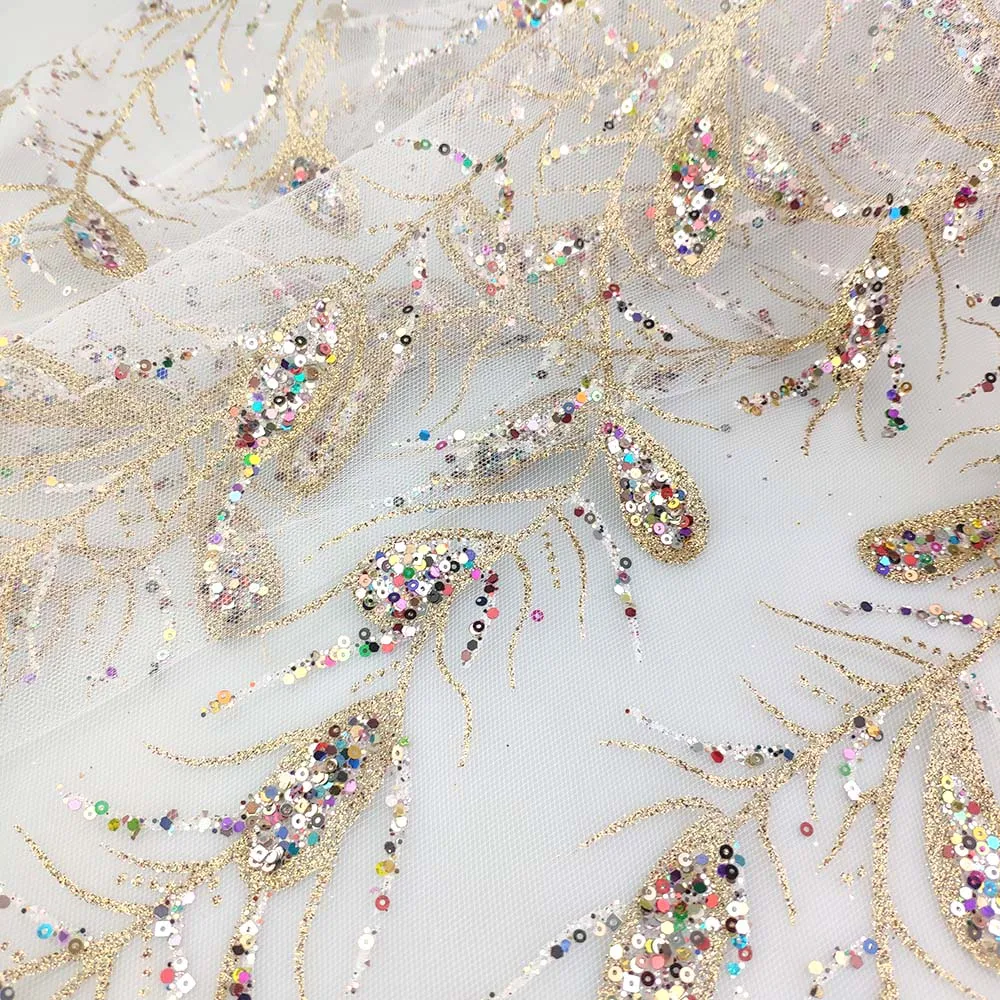 100%polyester black base Mosquito sliver glitter dots mesh fabric for dress