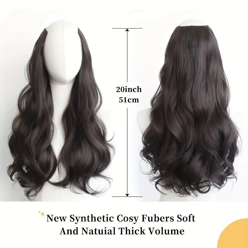 1PC V-style Wig Piece French Long Curly Hair Hybrid Hair Extension Piece Curly Hair Big Wave Wig