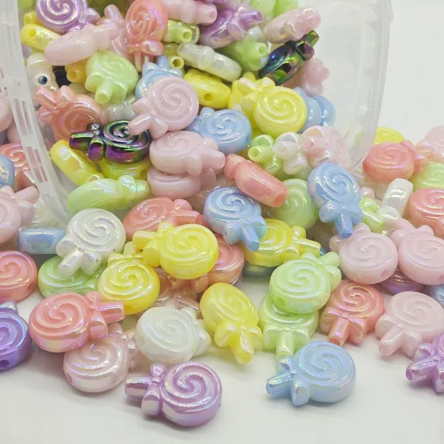 UV plating lollipop beads for Key chain DIY large candy beads for jewelry making  cute candy beads