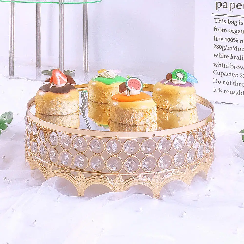 RU Gold Mirror Metal Cake Stand Round Cupcake Wedding Birthday Party Dessert Pedestal Display Plate Home
