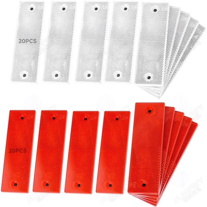 Factory Direct Sale Plastic Rectangular Reflectors Stick-on or Screw Mount Universal Reflective Warning Plate for Trucks