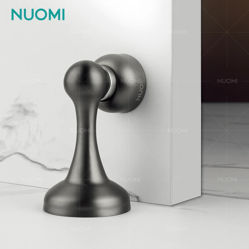 NUOMI T Shape Black Magnetic Door Stopper Rubber Glass Shower Stainless Steel Anti-Collision Wall Door Stopper