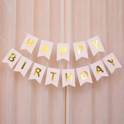 Customized Happy Birthday Party Paper Banner Or Fabric Bunting Flag