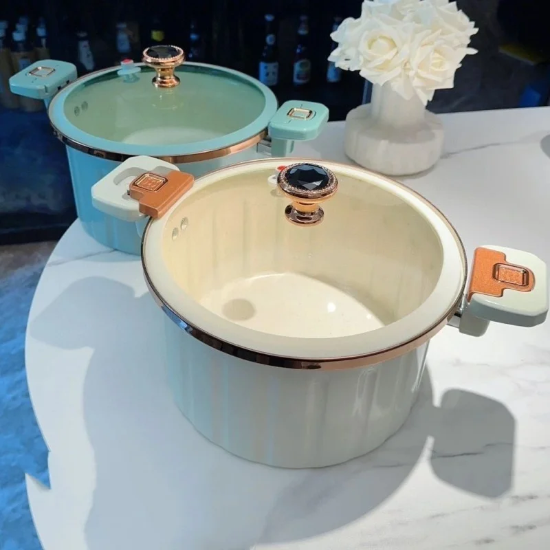 Best-Selling Cast Iron Intelligent Miniature Pressure Cooker Enamel Cookware Set Different Colors Gas Induction Glass 8L