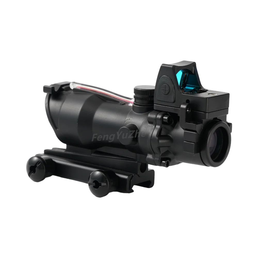 Тактический телескоп ACOG 4x32 охотничий прицел настоящая волоконная оптика с RMR освещенным прицелом в красную точку