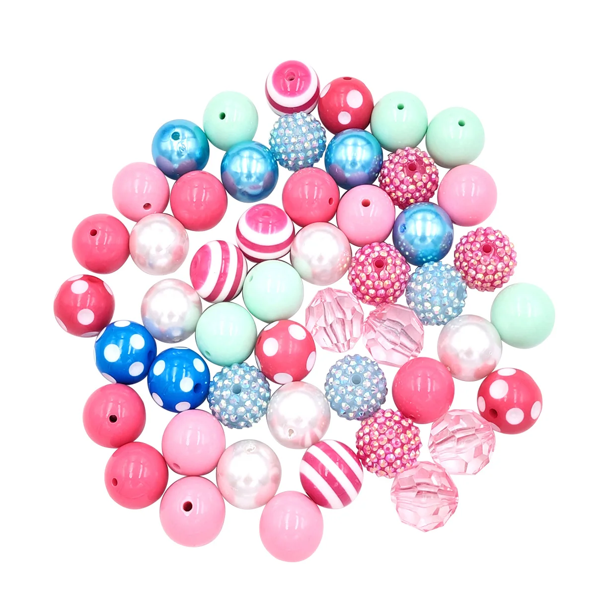 20mm Chunky Bubblegum Beads Jumbo Plastic Beads  Colorful Rhinestone Pearl Beads for Pen Bag Chain Jewelry Making