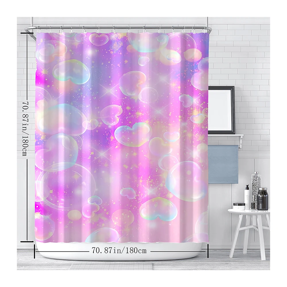 Colorful Marble Shower Curtains for Bathroom with 12 Hooks Watercolor Digital Paint Blue Purple Texture Shower Curtain