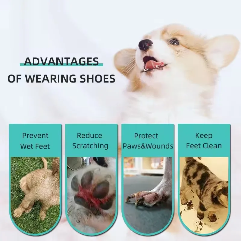 Xianchanpets Disposable Dog Shoes Outdoor Dog Rain Boots Paw Protection Waterproof Dirt Proof With Adjustable Straps