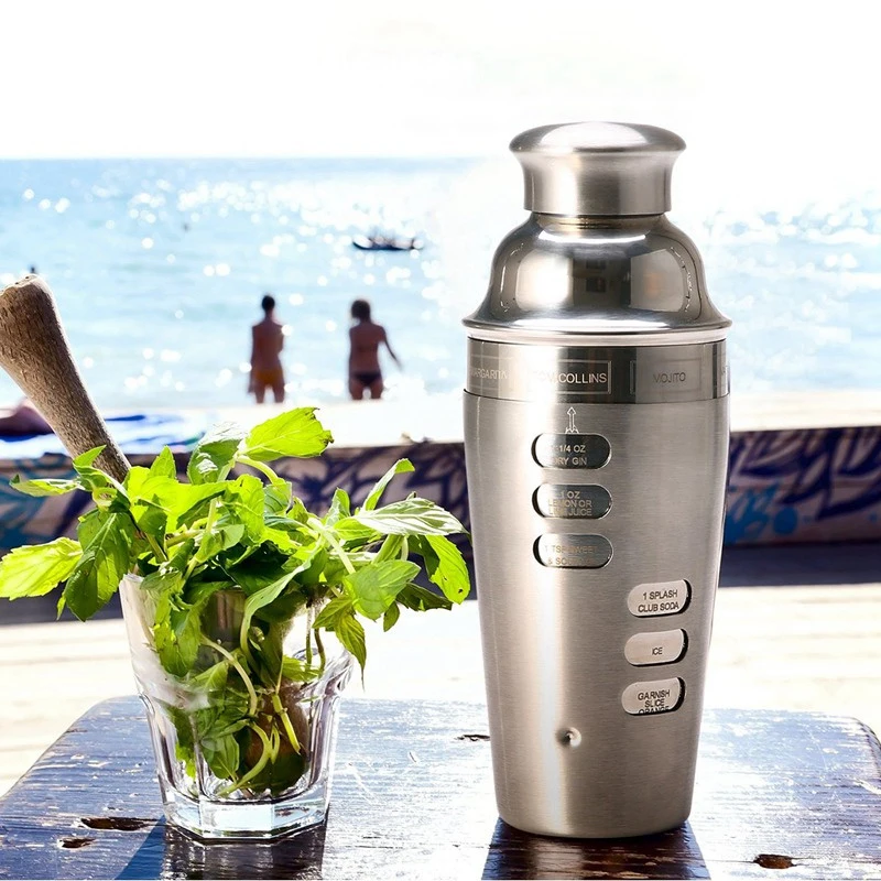 Creation Factory Direct Bartender Kit Bar Tools Set 25oz Recipe Double Wall Shiny Stainless Steel Cocktail Shakers