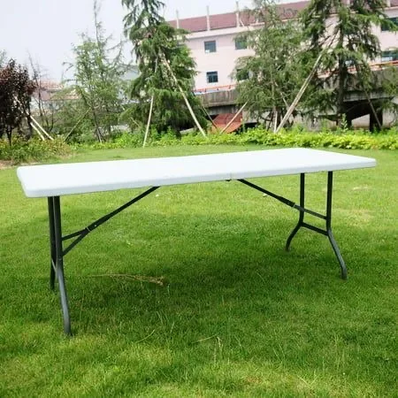 Rectangular wholesale White Portable Camping Picnic Plastic Event Wedding Banquet  Folding  Table with handle