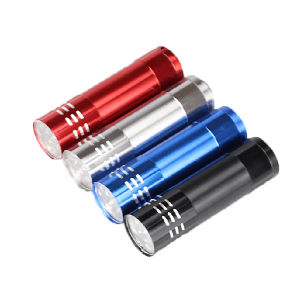 Logo Engraving Promotional Gift 9LED Mini Flashlight 9LEDs Cheap Keychain Lamp Torch Portable Key Ring Light