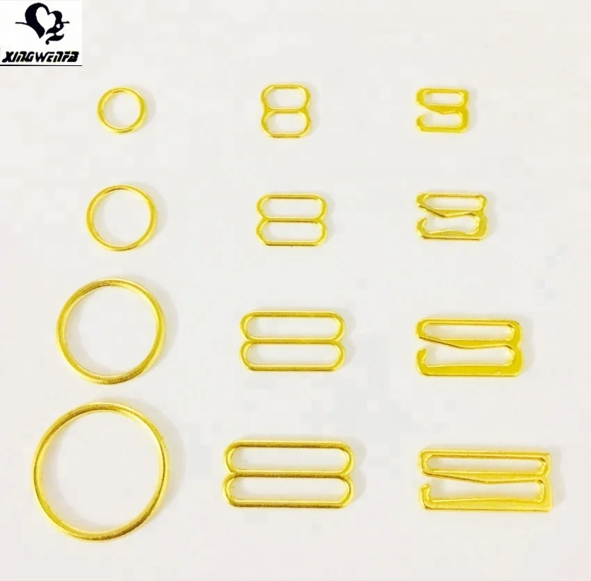 SGS good quality 20mm zinc alloy bra metal adjuster gold ring slider and hook