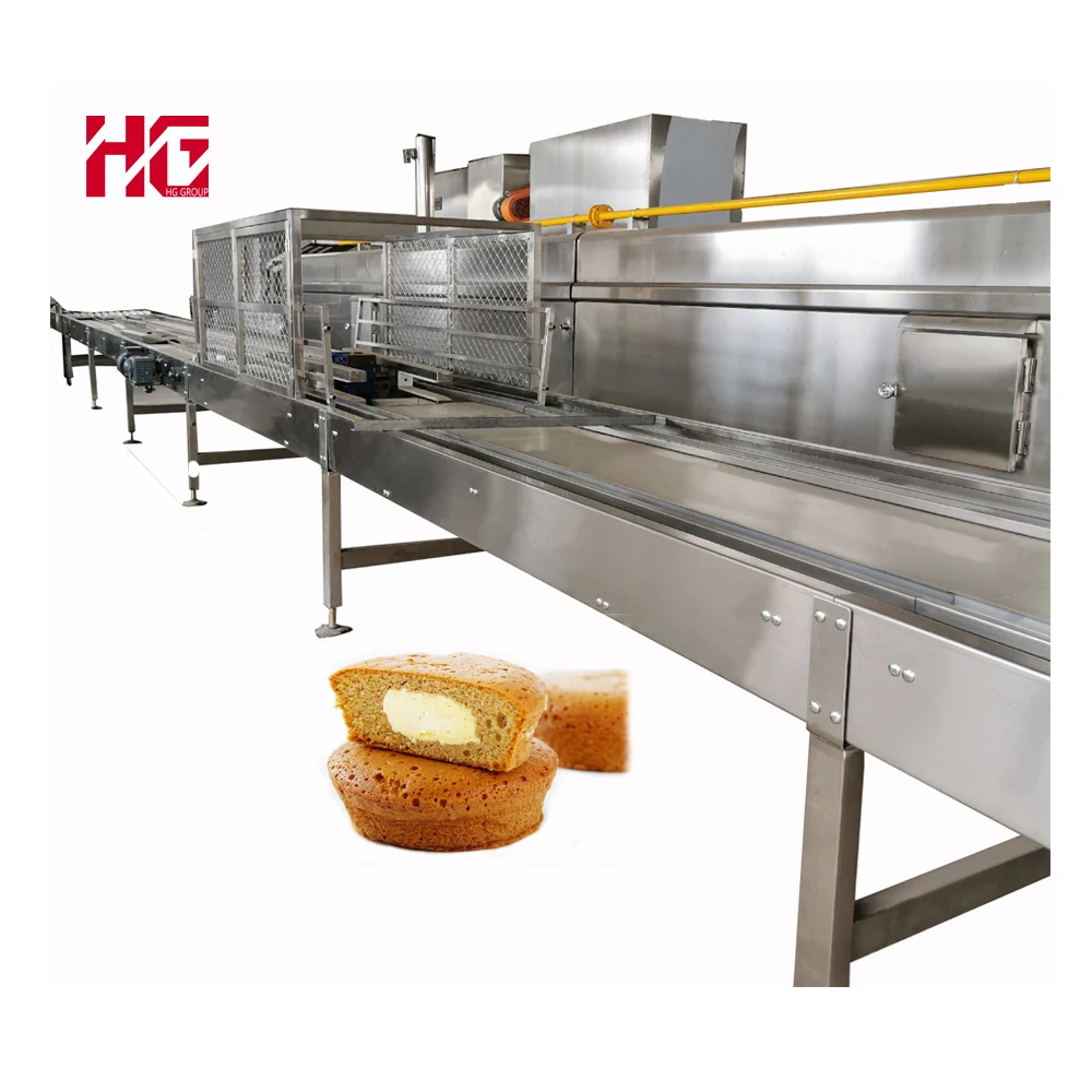 HG Fully auto PLC control food cupcake production line Complete Cake Baking Equipment Whole Set Cake Production Line