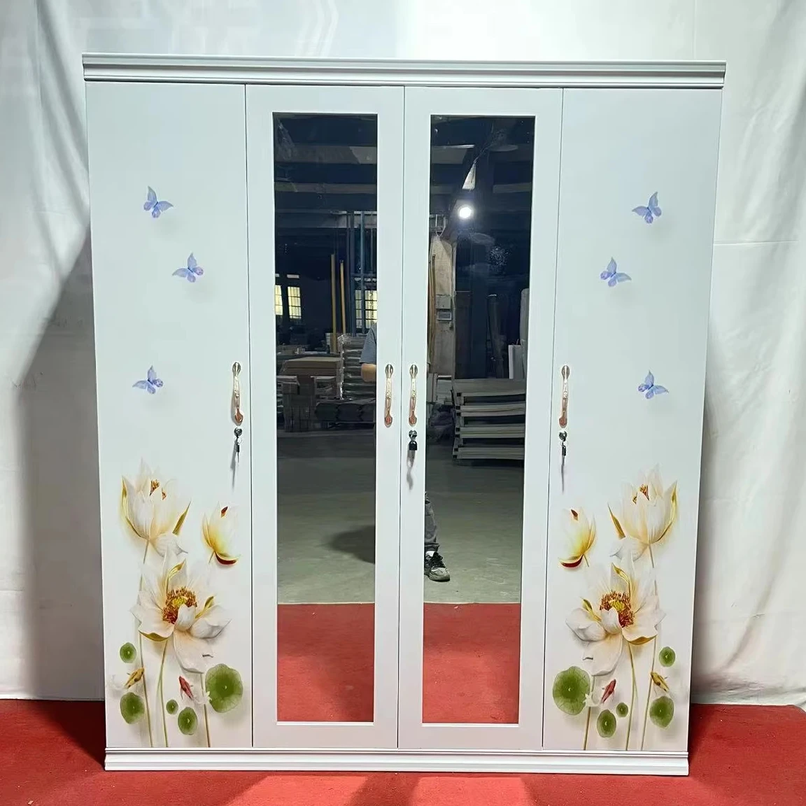 Cheap Price Bedroom Wardrobes Steel Storage Clothes Cabinet Closets Cupboard Almirah Metal Wardrobe Organizer Pakaian Furniture