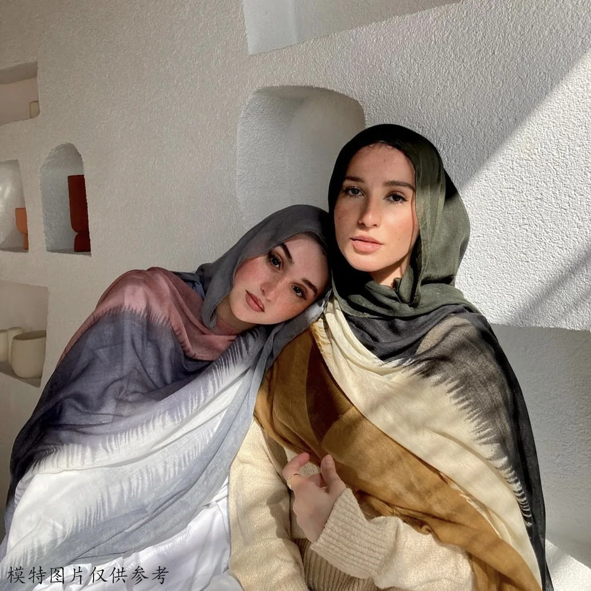 Zifeng OEM Gradient Color Crumpled Hand-Painted Long Scarf Thin Twist Wrinkled Scarf Silk Scarf Sun Protection Shawl