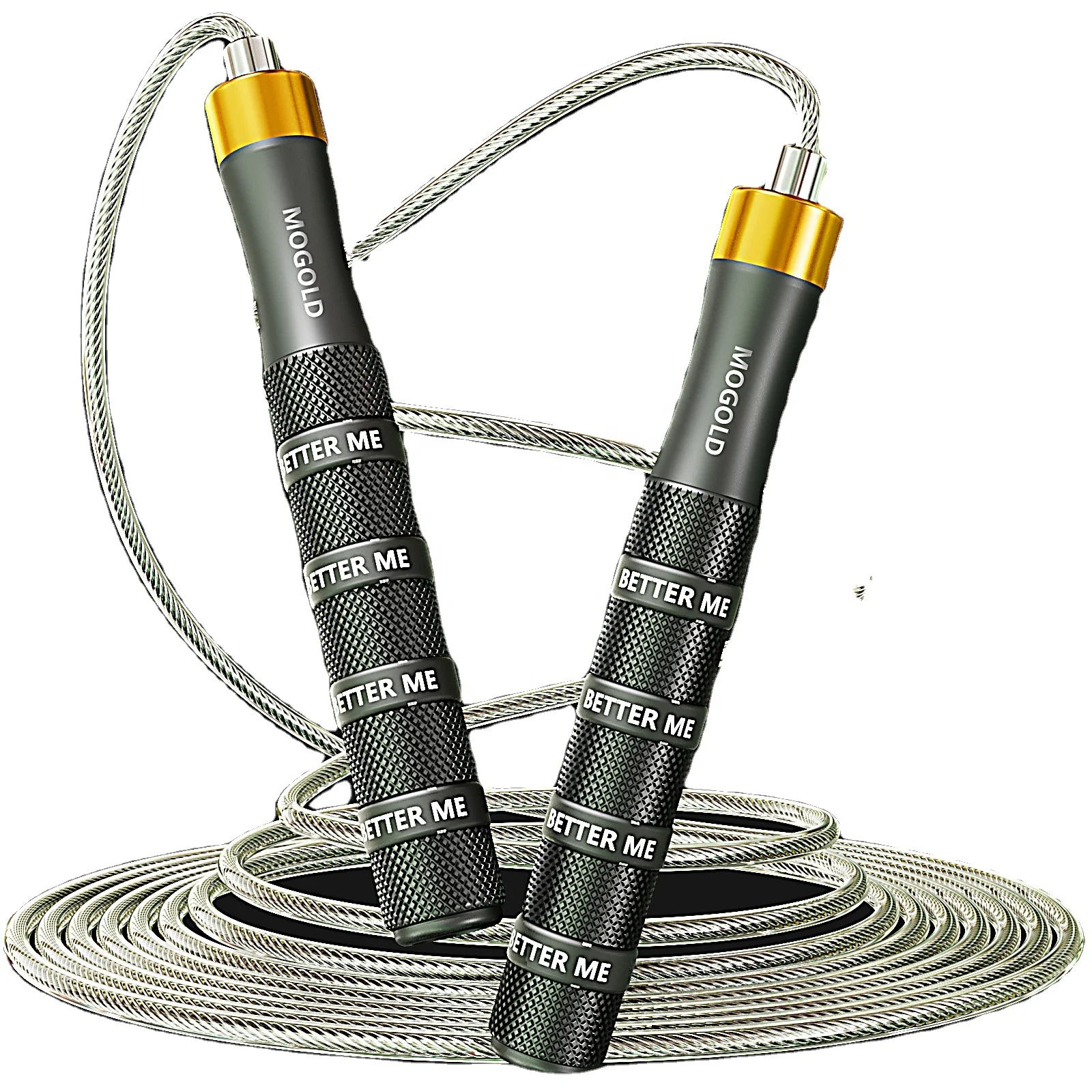 Sports Adjustable custom Jump Rope Nonslip silicone Handle Skipping Rope for Fitness Skip Black OEM