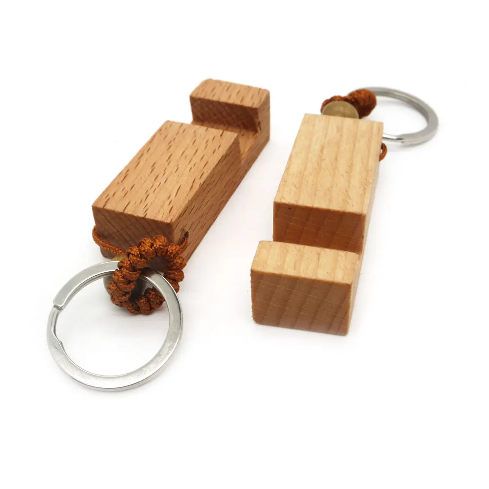 Wholesale Custom Logo Engravable Wood Blanks Keychains Wooden Keyring Keychain for Engraving Custom Wooden Key Chain