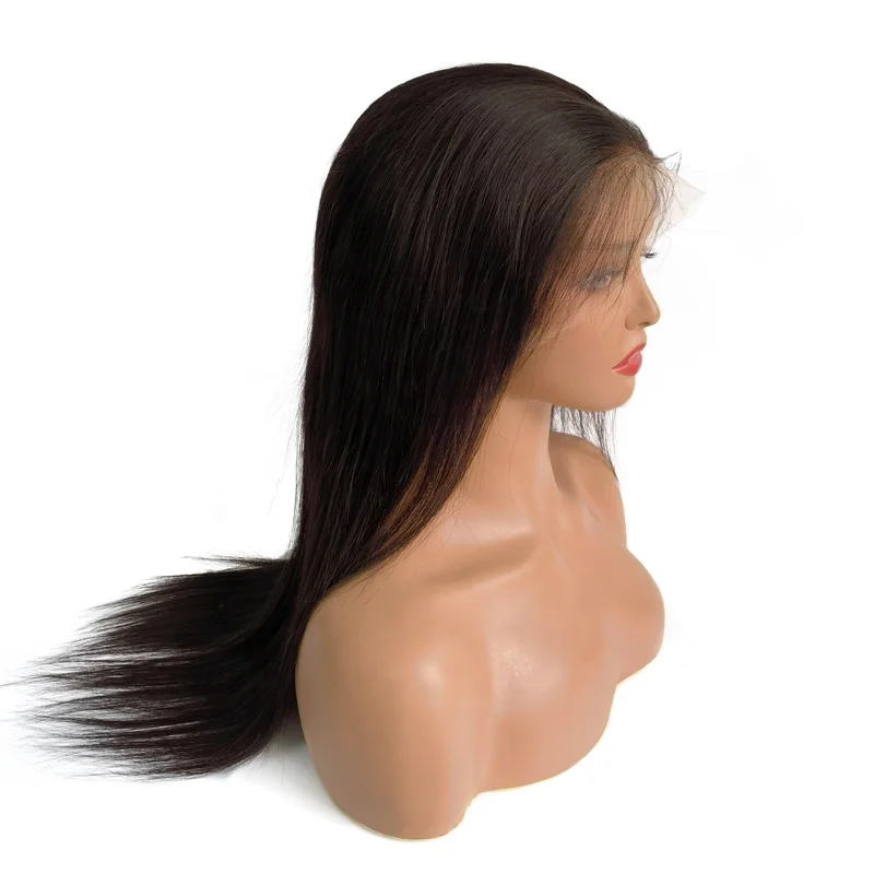 Stock Natural Black Color 13X4 Transparent Frontal Human Hair Lace Front Wig With Quick Delivery