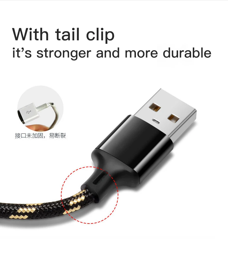 2.8A 3 in 1 multi charging Fast Charger Cable Phone Usb Cable For type c micro charging nylon braided fast Cable