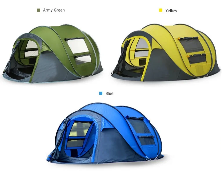 Quick Open Waterproof Pop Up Tent 3-4 Person Rain Proof Camping Single Layer Portable Fast Outdoor Automatic Tent